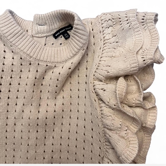 Button Ruffled Knit Sweater - Picture 2 of 6